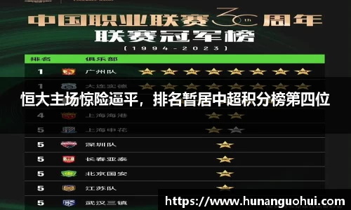 恒大主场惊险逼平，排名暂居中超积分榜第四位